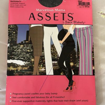 Marvelous Mama Assets By Sara Blakely Black Textured Maternity Tights Sz 2